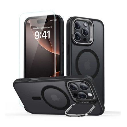 Esr iPhone 16 Pro Max 5G ESR CLASSIC HYBRID szilikon telefonvédő ütésállóság, matt + képernyővédő üveg, FEKETE