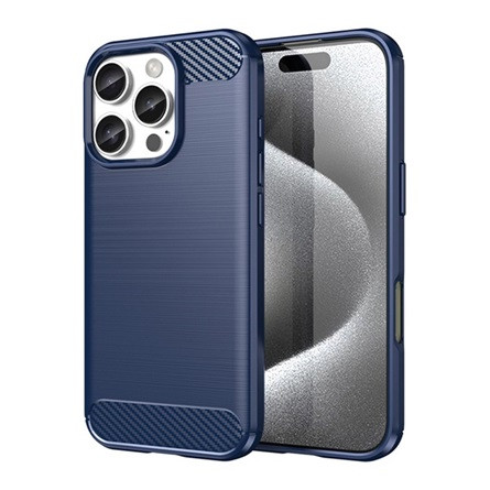 Gigapack iPhone 16 Pro 5G GIGAPACK Szilikon telefonvédő ütésállóság, karbon minta, SÖTÉTKÉK
