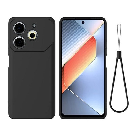 Gigapack Tecno Pova 6 Neo GIGAPACK Szilikon telefonvédő matt, prémium + kézpánt, FEKETE