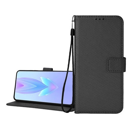 Gigapack ZTE Blade V50 Design 4G GIGAPACK Tok álló, bőr hatású FLIP, rombusz + kézpánt, FEKETE