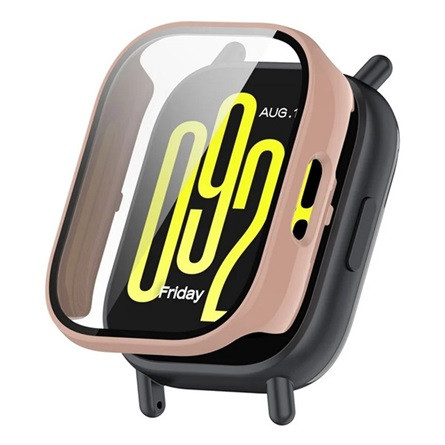 Gigapack Redmi Watch 5 Active GIGAPACK Műanyag keret BUMPER, ütésállóság + kijelzővédő üveg, RÓZSASZÍN
