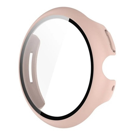 Gigapack Google Pixel Watch 3 45mm GIGAPACK Műanyag keret BUMPER, ütésállóság + kijelzővédő üveg, RÓZSASZÍN