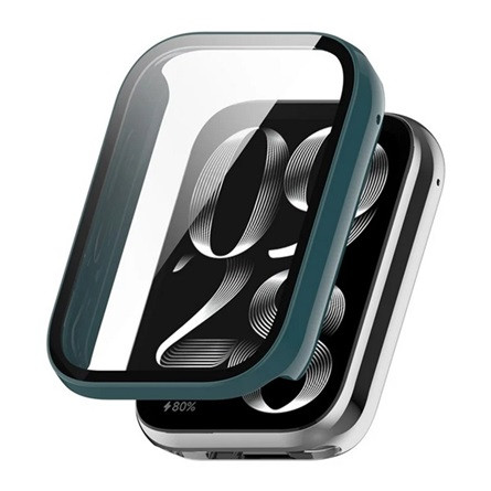 Gigapack Xiaomi Smart Band 9 Pro GIGAPACK Műanyag keret BUMPER, ütésállóság + kijelzővédő üveg, SÖTÉTZÖLD
