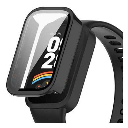 Gigapack Xiaomi Smart Band 9 Active GIGAPACK Műanyag keret BUMPER, ütésállóság + kijelzővédő üveg, FEKETE