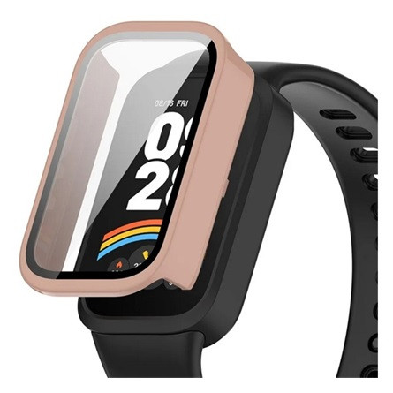 Gigapack Xiaomi Smart Band 9 Active GIGAPACK Műanyag keret BUMPER, ütésállóság + kijelzővédő üveg, RÓZSASZÍN