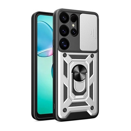 Gigapack Samsung S25 Ultra GIGAPACK Defender szilikon telefonvédő ütésállóság, kameravédő, EZÜST