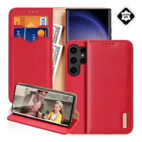   Dux Ducis Samsung S25 Ultra DUX DUCIS HIVO tok álló, valódi bőr FLIP, RFID, PIROS