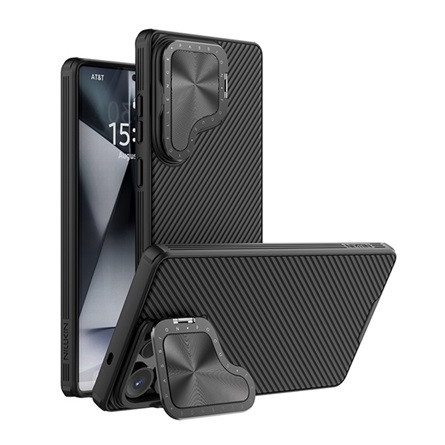 Nillkin Samsung S25 Ultra NILLKIN ICEBLADE PROP szilikon telefonvédő ütésállóság, kitámasztó, FEKETE