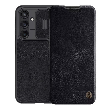 Nillkin Samsung S25 NILLKIN QIN PRO tok álló, bőr hatású FLIP, kameravédő, FEKETE