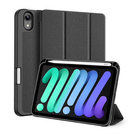 Dux Ducis IPAD mini 7 (2024) DUX DUCIS DOMO tok álló, bőr hatású aktív, textil minta, FEKETE