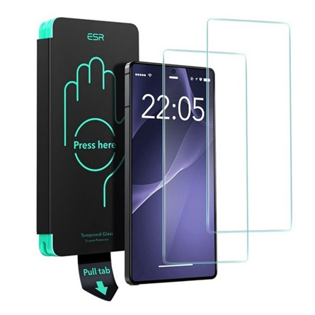 ESR Samsung S25 Ultra ESR képernyővédő üveg 2db 2.5D, 9H + segédkeret, ÁTLÁTSZÓ