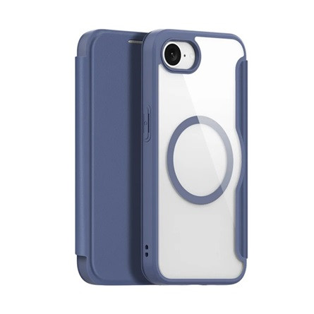 Dux Ducis iPhone 16e DUX DUCIS SKIN X PRO tok álló, bőr hatású FLIP, MagSafe, SÖTÉTKÉK