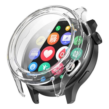 Gigapack Xiaomi Watch S4 GIGAPACK Műanyag keret BUMPER, ütésállóság + kijelzővédő üveg, ÁTLÁTSZÓ