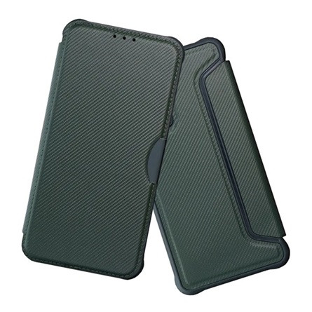 gigapack Redmi Note 14 Pro 4G GIGAPACK Tok álló, bőr hatású FLIP, karbon minta, SÖTÉTZÖLD