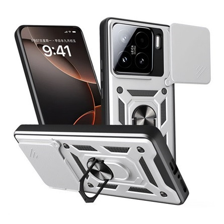 gigapack Xiaomi 15 GIGAPACK Defender szilikon telefonvédő ütésállóság, kameravédő, EZÜST