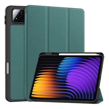 gigapack Xiaomi Pad 7 Pro GIGAPACK Tok álló, bőr hatású aktív FLIP, ceruza tartó, SÖTÉTZÖLD