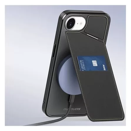 DUX DUCIS iPhone 16e DUX DUCIS RAFI II MAG szilikon telefonvédő kitámasztó, MagSafe, FEKETE