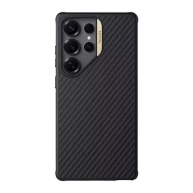   NILLKIN Samsung S25 Ultra NILLKIN SYNTHETIC FIBER PRO műanyag telefonvédő aramid bevonat, MagSafe, FEKETE/ARANY
