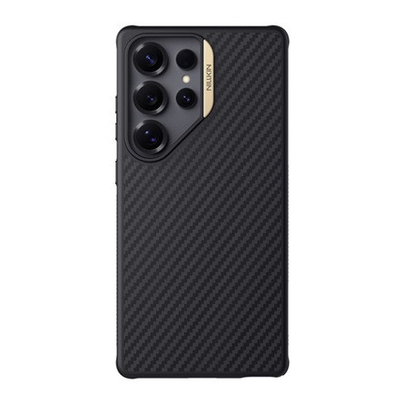 NILLKIN Samsung S25 Ultra NILLKIN SYNTHETIC FIBER PRO műanyag telefonvédő aramid bevonat, MagSafe, FEKETE/ARANY