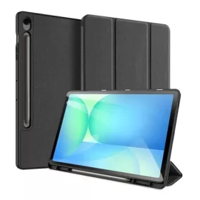   DUX DUCIS Samsung Tab S10 FE Plus WIFI DUX DUCIS DOMO tok álló, bőr hatású aktív FLIP, ceruza tartó, FEKETE