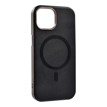 gigapack iPhone 14 GIGAPACK Szilikon telefonvédő ECO bőr hatású hátlap, prémium, FEKETE