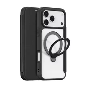   DUX DUCIS iPhone 17 Pro DUX DUCIS SKIN X PRO tok álló, bőr hatású FLIP, MagSafe, FEKETE