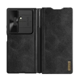   NILLKIN Samsung Z Fold7 NILLKIN QIN PRO tok álló, bőr hatású FLIP, érintő ceruza, FEKETE