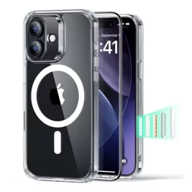   ESR iPhone 17 ESR CLASSIC HYBRID szilikon telefonvédő ütésállóság, MagSafe + képernyővédő üveg, ÁTLÁTSZÓ