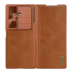   NILLKIN Samsung Z Fold7 NILLKIN QIN PRO tok álló, bőr hatású FLIP, érintő ceruza, BARNA