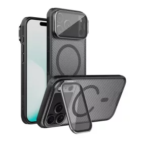   NILLKIN iPhone 17 Pro NILLKIN CAMSHIELD PROP MAGNETIC szilikon telefonvédő ütésállóság, csíkos, ÁTLÁTSZÓ/FEKETE