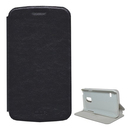 Mofi Samsung S5 mini MOFI RUI tok álló, bőr hatású FLIP, asztali tartó, FEKETE