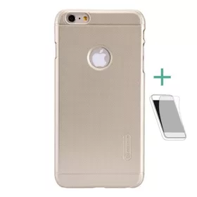   Nillkin iPhone 6S Plus 5.5 NILLKIN SUPER FROSTED műanyag telefonvédő gumírozott, logó kivágás + képernyővédő fólia, ARANY
