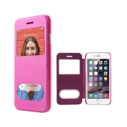 Gigapack iPhone 6S 4.7 Gigapack tok álló, bőr hatású FLIP, ablakos, MAGENTA