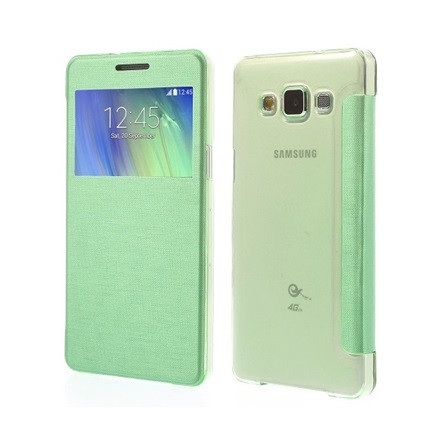 Gigapack Samsung A5 (2015) Gigapack Tok álló, bőr hatású FLIP, szálcsiszolt mintázat, VILÁGOSZÖLD