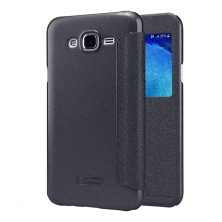 Nillkin Samsung J5 (2015) NILLKIN SPARKLE műanyag telefonvédő FLIP, ablakos, FEKETE