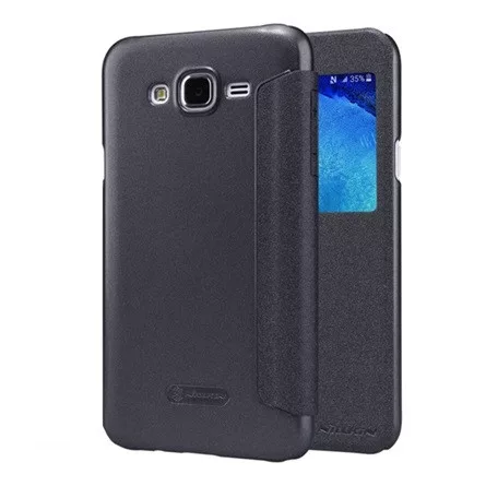 Nillkin Samsung J5 (2015) NILLKIN SPARKLE műanyag telefonvédő FLIP, ablakos, FEKETE