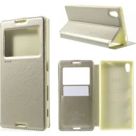   Roar Sony Xperia Z5 ROAR NOBLE VIEW tok álló, bőr hatású FLIP, ablakos, ARANY