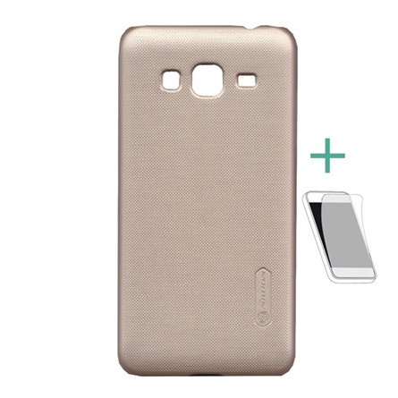 Nillkin Samsung J3 (2016) NILLKIN SUPER FROSTED műanyag telefonvédő gumírozott, érdes felület + képernyővédő fólia, ARANY