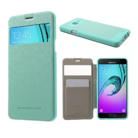   Mercurycase Samsung A5 (2016) MERCURY Wow tok álló, bőr hatású FLIP, textil minta, CYAN