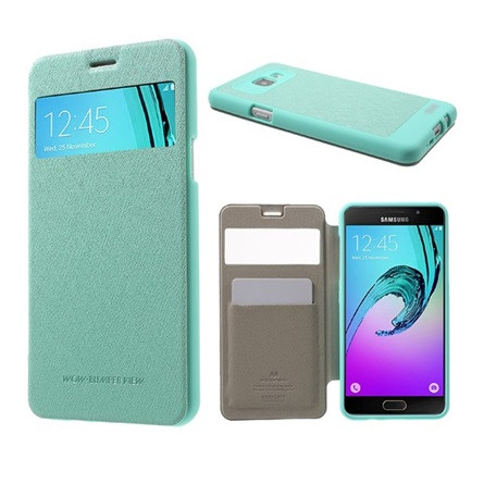 Mercurycase Samsung A5 (2016) MERCURY Wow tok álló, bőr hatású FLIP, textil minta, CYAN