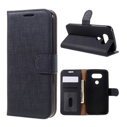 Gigapack LG G5 Gigapack Tok álló, bőr hatású FLIP, textil hatás, FEKETE