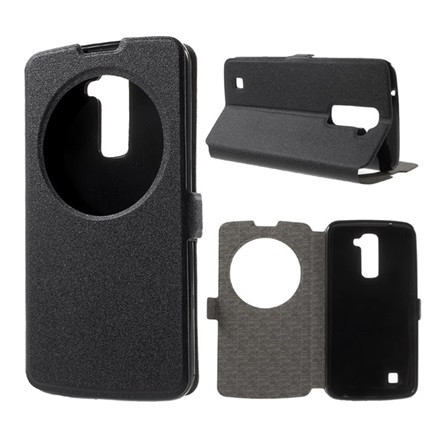 Gigapack LG K10 Gigapack tok álló, bőr hatású FLIP, érdes felület, FEKETE