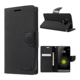   Mercurycase LG G5 MERCURY Canvas Diary tok álló FLIP, textil hatás, FEKETE