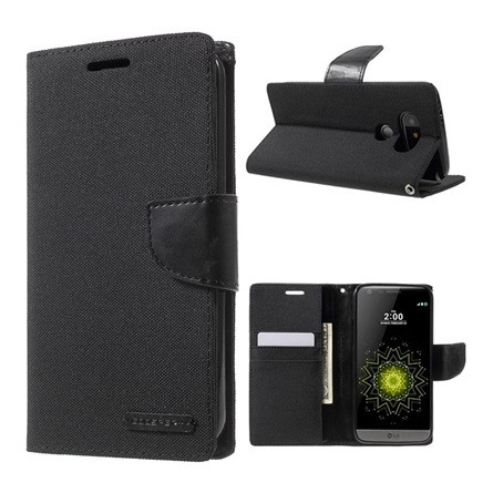 Mercurycase LG G5 MERCURY Canvas Diary tok álló FLIP, textil hatás, FEKETE