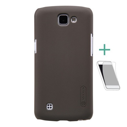 Nillkin LG K4 NILLKIN SUPER FROSTED műanyag telefonvédő gumírozott, érdes felület + képernyővédő fólia, ARANYBARNA