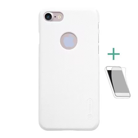 Nillkin iPhone 8 4.7 NILLKIN SUPER FROSTED műanyag telefonvédő gumírozott, logó kivágás + képernyővédő fólia, FEHÉR