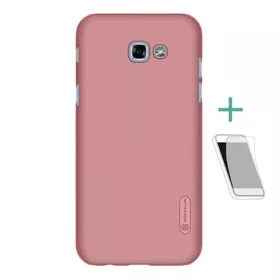   Nillkin Samsung A3 (2017) NILLKIN SUPER FROSTED műanyag telefonvédő gumírozott, érdes felület + képernyővédő fólia, ROZÉARANY