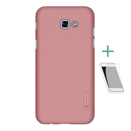 Nillkin Samsung A3 (2017) NILLKIN SUPER FROSTED műanyag telefonvédő gumírozott, érdes felület + képernyővédő fólia, ROZÉARANY