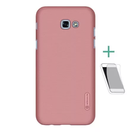 Nillkin Samsung A3 (2017) NILLKIN SUPER FROSTED műanyag telefonvédő gumírozott, érdes felület + képernyővédő fólia, ROZÉARANY