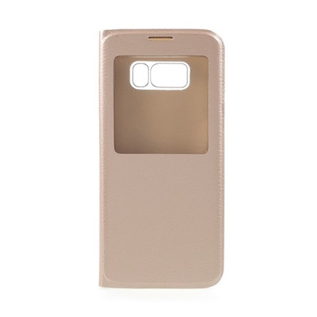 Gigapack Samsung S8 Gigapack tok álló, bőr hatású FLIP, ablakos, ARANY